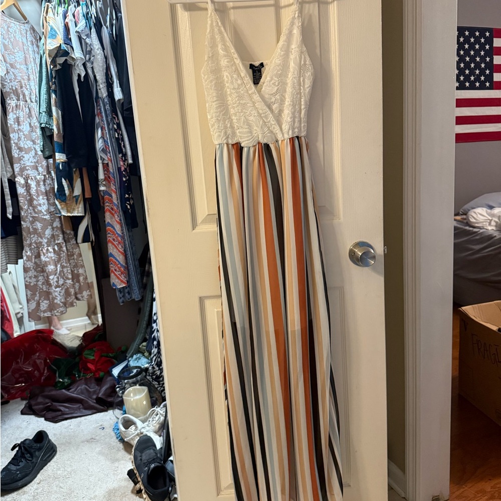 Rue21 Brown Tan Spaghetti Strap Maxi Sundress